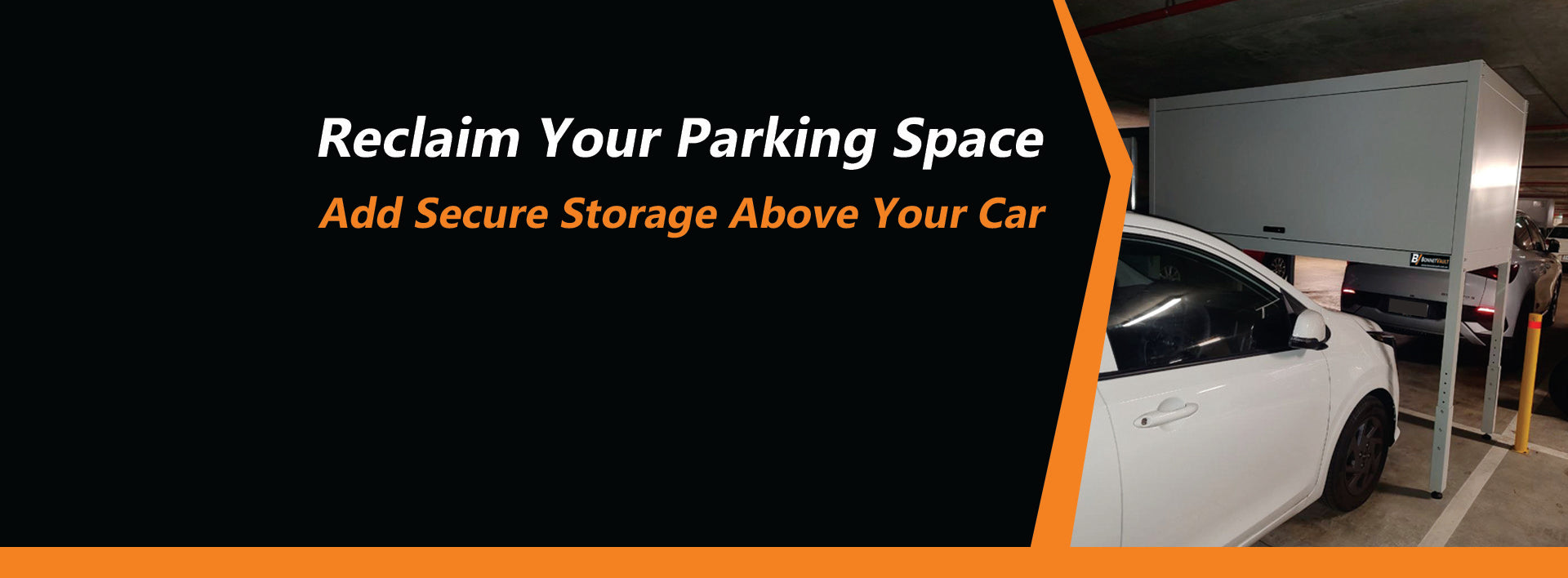 Over bonnet storage installed in Brisbane apartment parking